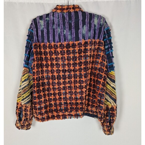 Sandy Starkman Jacket L Women's Multicolor Chenille Patchwork Unique Art to Wear - Picture 4 of 6